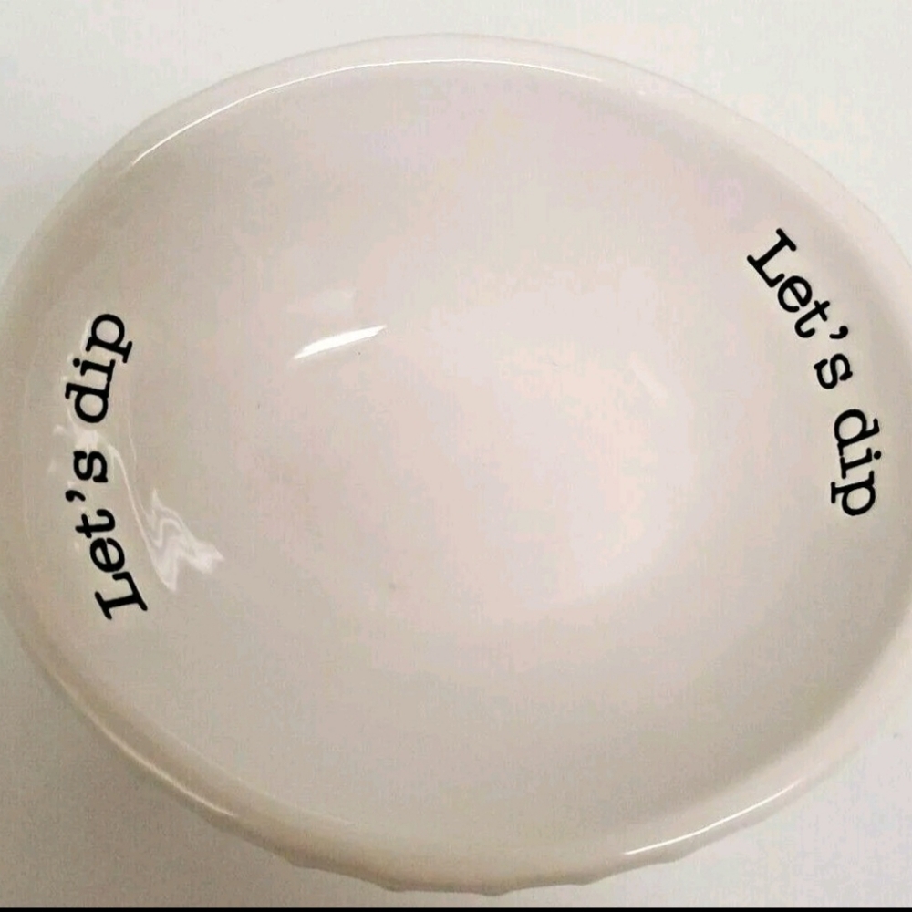 Mud Pie " Let's Dip" lettered Pedestal Appetizer Bowl  5.75" Pre-owned